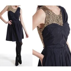 3.1 Phillip Lim ASO Silk Pleated Gold Sequin Asymmetric Cocktail Event Dress 2